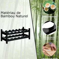 Casier à Vin avec 12 Bouteilles étagère à Vin en Bambou Armoire de Rangement pour à Vin 12 Bouteilles avec 2 Niveaux Marron