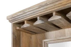 Casier à vin en bois de manguier avec miroir central