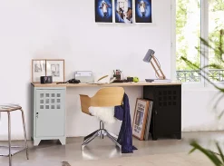 Casier de bureau en métal 1 porte avec pieds Snor noir H. 74 x L. 40 cm