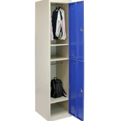 Casier de Rangement de 2 Portes en Acier Bleu
