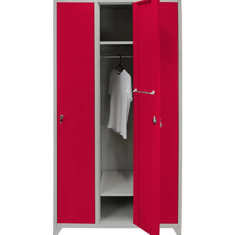 Casier de Rangement de 3 Portes en Acier Rouge