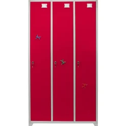 Casier de Rangement de 3 Portes en Acier Rouge