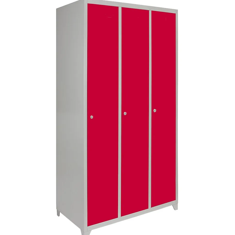 Casier de Rangement de 3 Portes en Acier Rouge