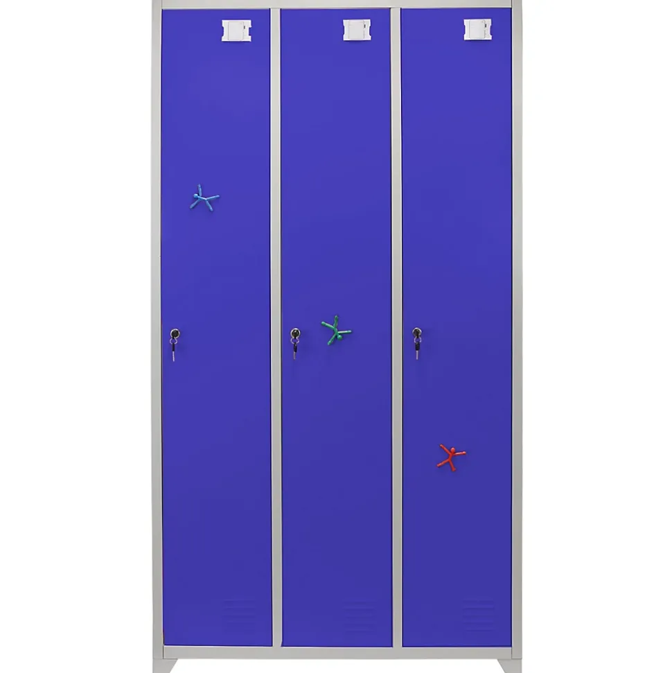 Casier de Rangement de 3 Portes en Acier Bleu