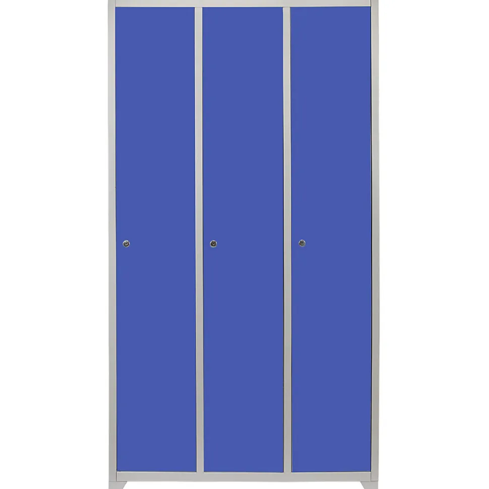 Casier de Rangement de 3 Portes en Acier Bleu