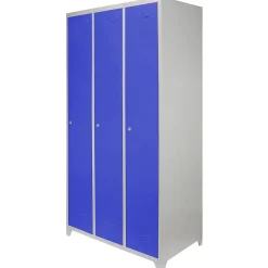 Casier de Rangement de 3 Portes en Acier Bleu
