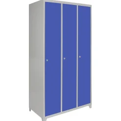 Casier de Rangement de 3 Portes en Acier Bleu