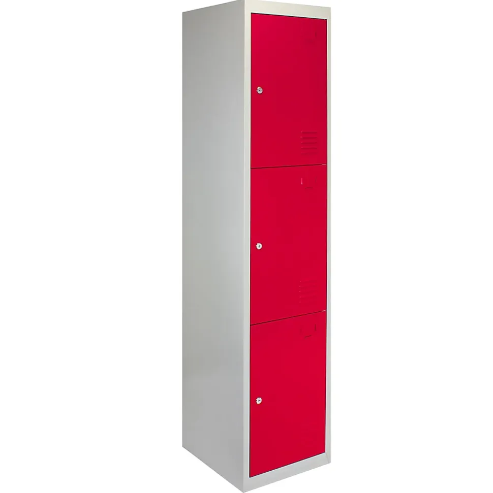 Casier de Rangement de 3 Portes en Acier Rouge