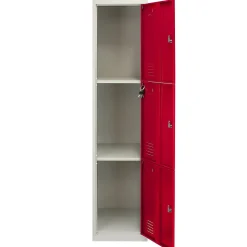 Casier de Rangement de 3 Portes en Acier Rouge
