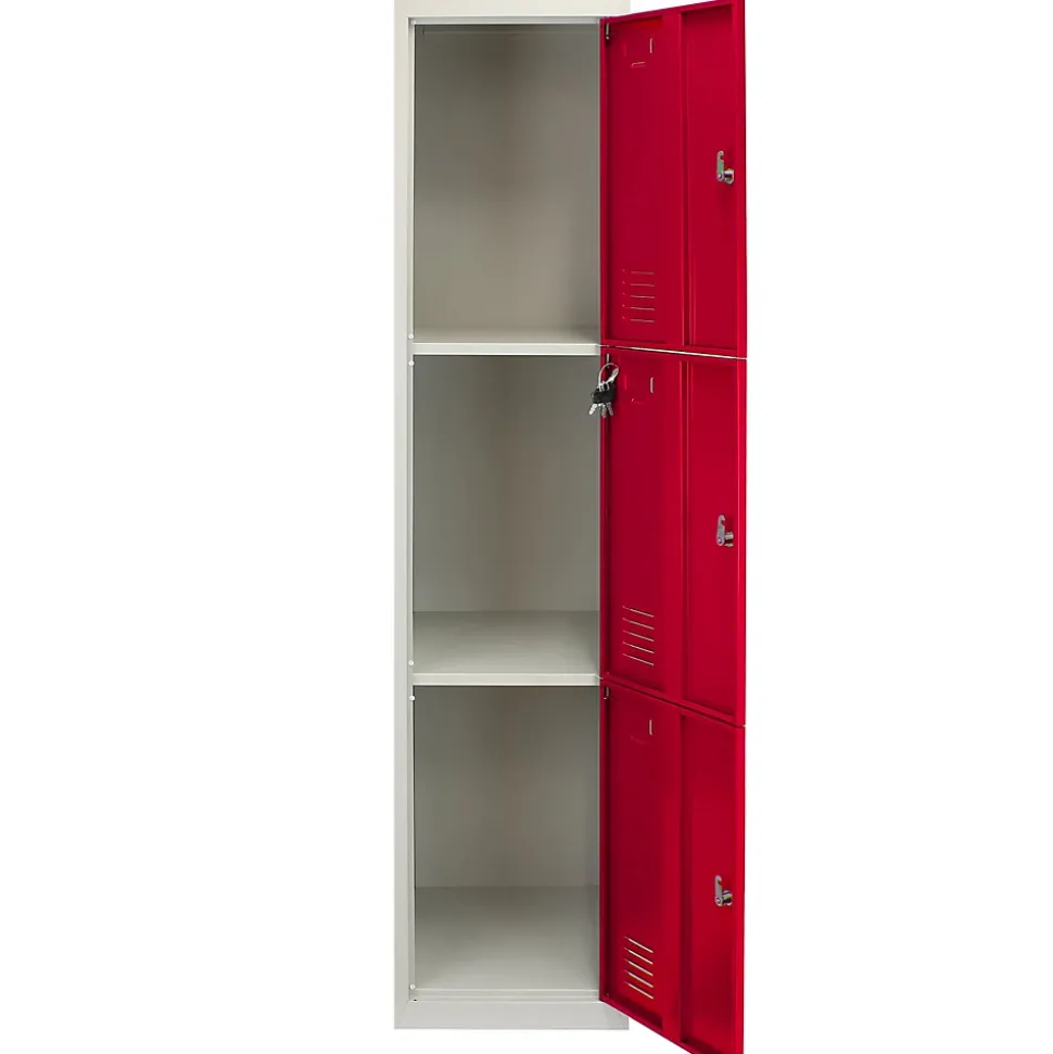 Casier de Rangement de 3 Portes en Acier Rouge