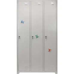Casier de Rangement de 3 Portes en Acier Gris