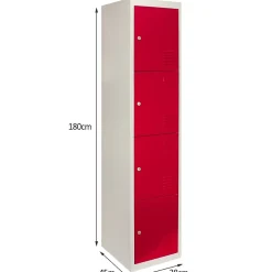 Casier de Rangement de 4 Portes en Acier Rouge