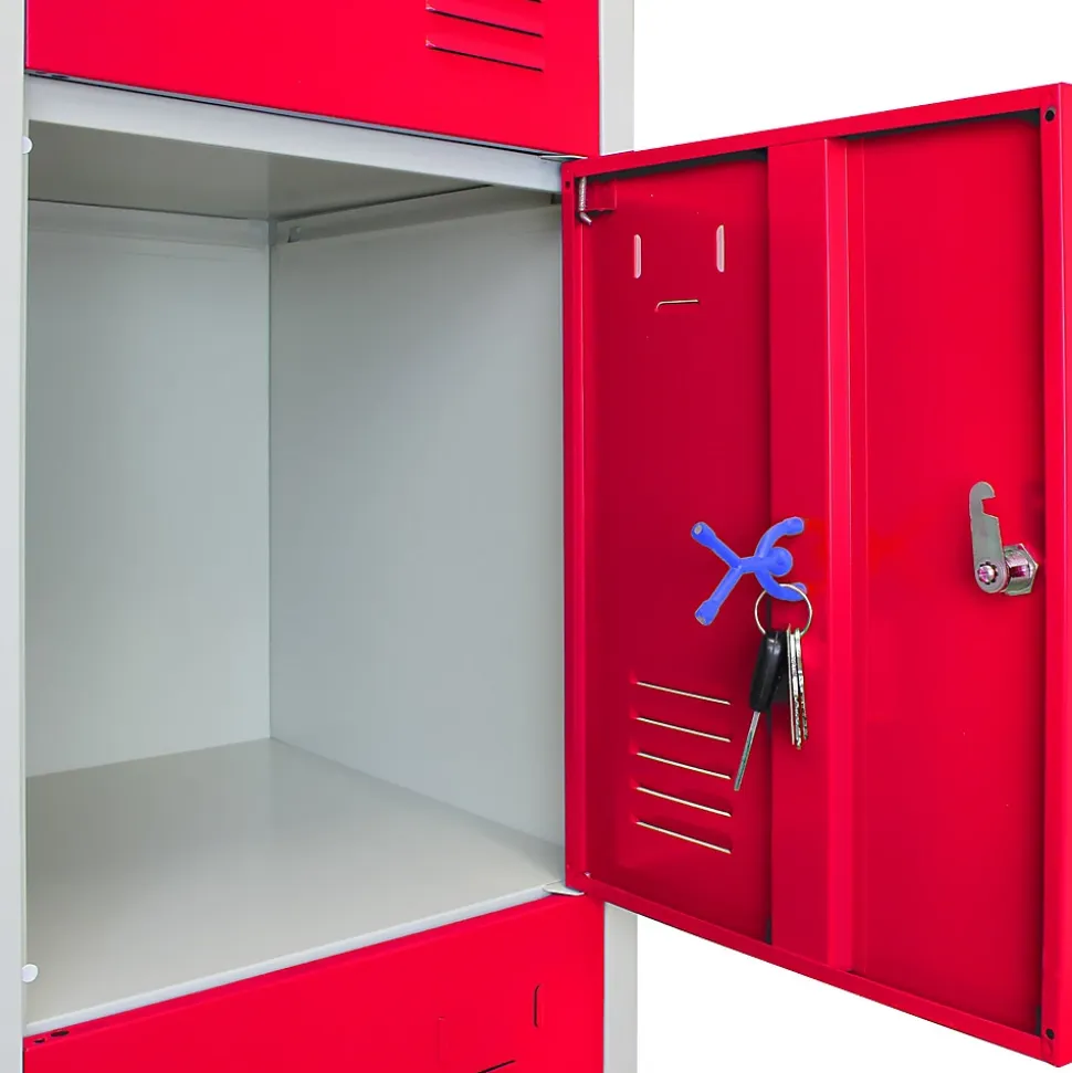 Casier de Rangement de 4 Portes en Acier Rouge