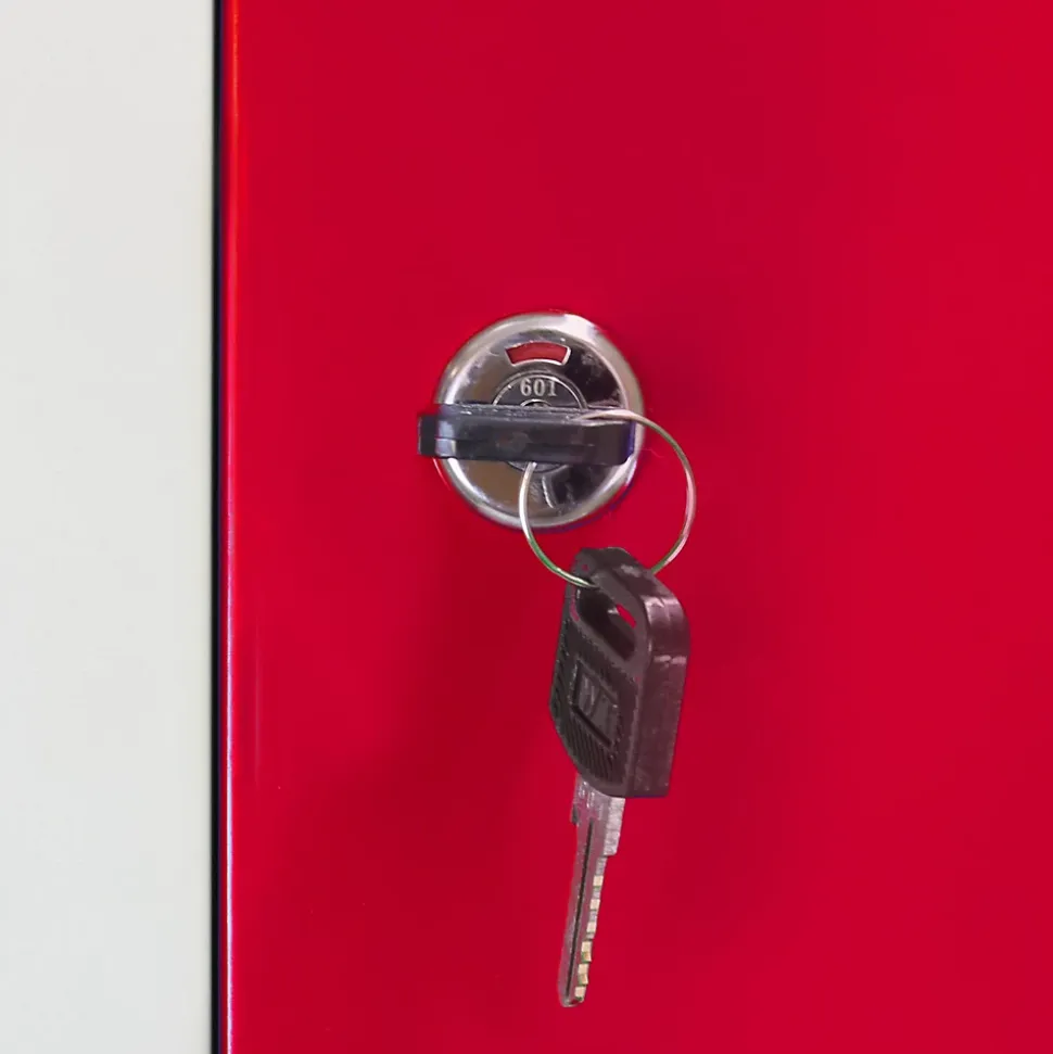 Casier de Rangement de 4 Portes en Acier Rouge