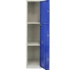 Casier de Rangement de 3 Portes en Acier Bleu