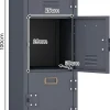 Casier en Métal à 3 Portes Verrouillables Armoire de Rangement 3 Etagères Verticale Empilable Casier Vestiaire College