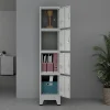 Casier Métallique avec 4 Portes Vérouillables Armoire de Rangement avec Étagères Acier Laqué 180 x 38 x 45 cm Gris