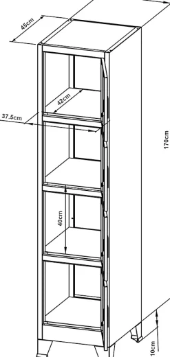 Casier Métallique avec 4 Portes Vérouillables Armoire de Rangement avec Étagères Acier Laqué 180 x 38 x 45 cm Gris
