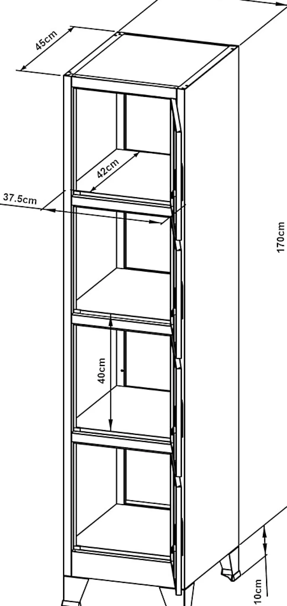 Casier Métallique avec 4 Portes Vérouillables Armoire de Rangement avec Étagères Acier Laqué 180 x 38 x 45 cm Gris