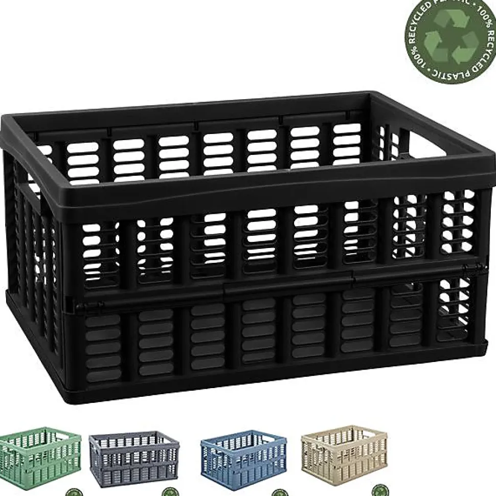Casier pliant en plastique recyclé 32,5 litres - Noir