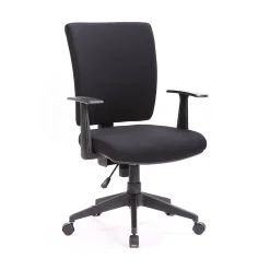 Chaise à roulettes Eulalia, Fauteuil de direction avec accoudoirs, Siège de bureau ergonomique, 61x65h98/108 cm, Noir