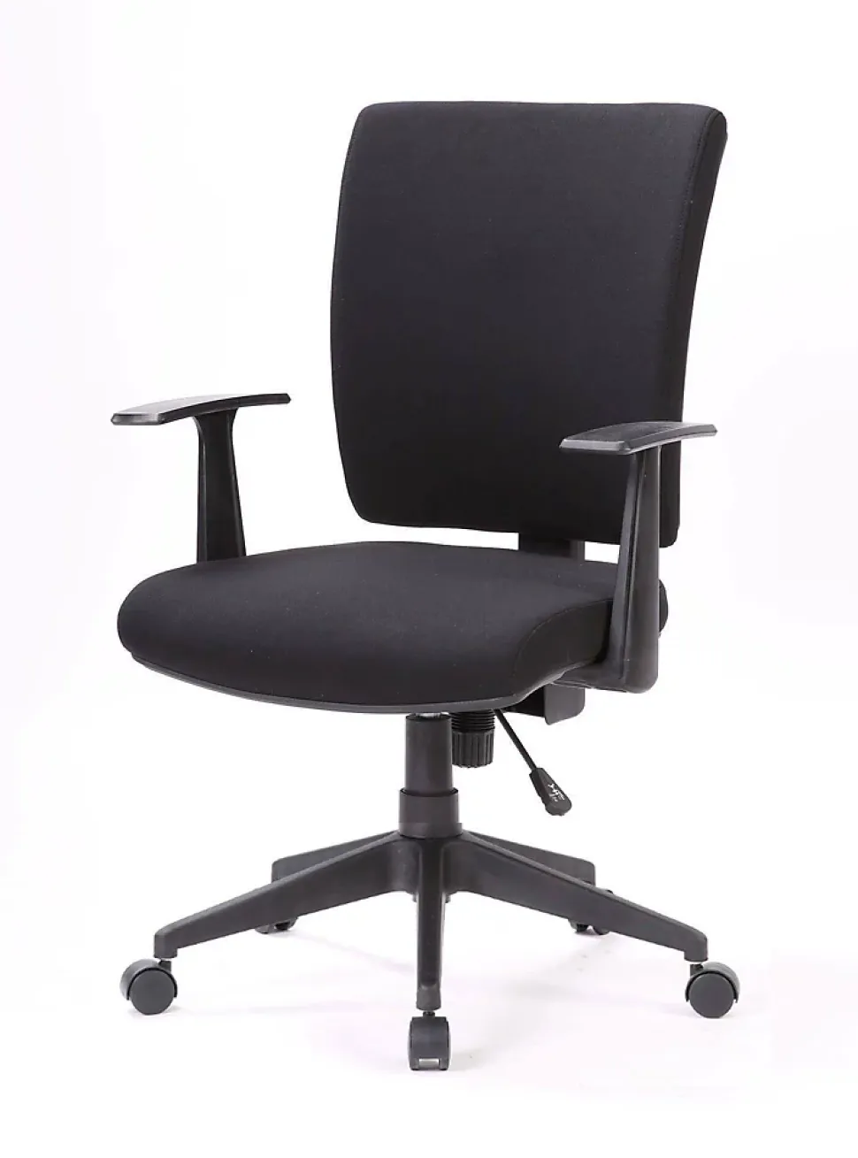 Chaise à roulettes Eulalia, Fauteuil de direction avec accoudoirs, Siège de bureau ergonomique, 61x65h98/108 cm, Noir