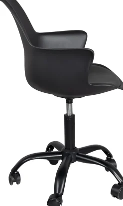 Chaise Bureau Design Coussin Accoudoirs Hauteur Réglable Pivotant Pied Métal Roulettes MOTO (noir)