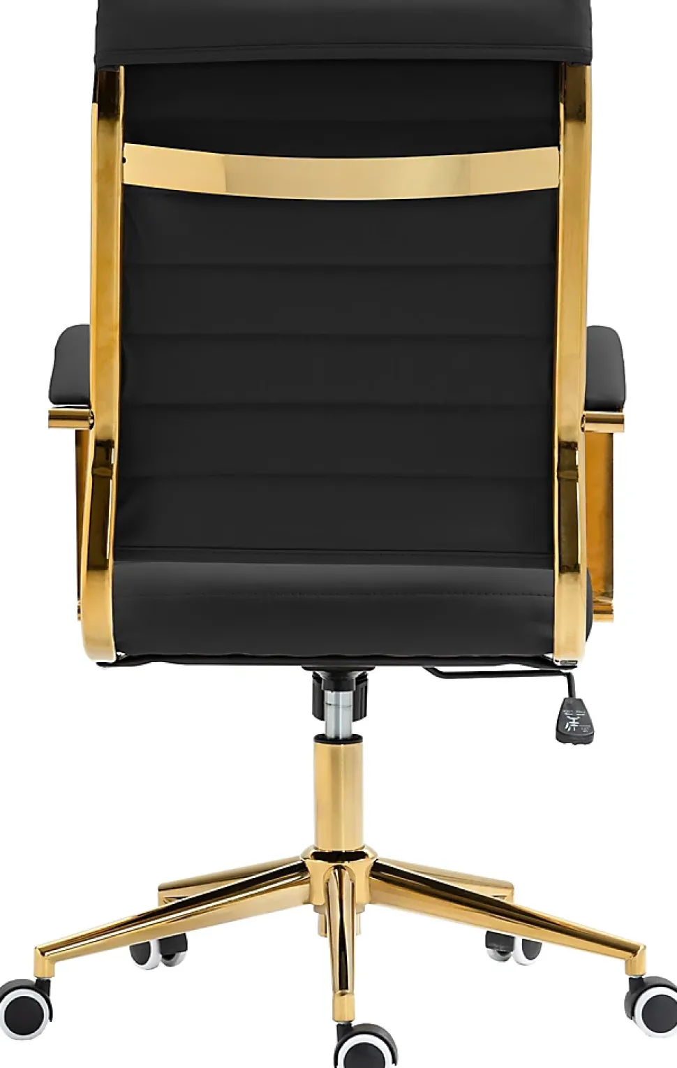 Chaise bureau ergonomique cuir synthétique Havanna, réglable hauteur, piètement doré, pivotant à 360 degrés Noir