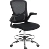 Chaise bureau ergonomique assise haute réglable 53-78cm pivotant accoudoirs relevables noir