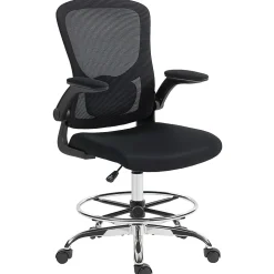Chaise bureau ergonomique assise haute réglable 53-78cm pivotant accoudoirs relevables noir