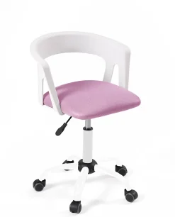 Chaise Bureau Roulettes Accoudoirs Assise Rembourée Hauteur Réglable Pivotant AYA (blanc Rose)