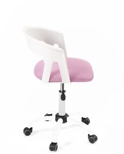 Chaise Bureau Roulettes Accoudoirs Assise Rembourée Hauteur Réglable Pivotant AYA (blanc Rose)