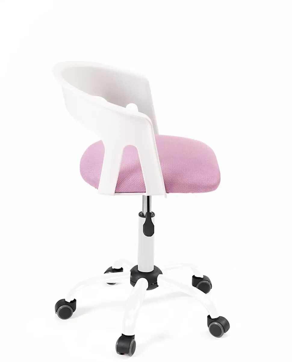Chaise Bureau Roulettes Accoudoirs Assise Rembourée Hauteur Réglable Pivotant AYA (blanc Rose)