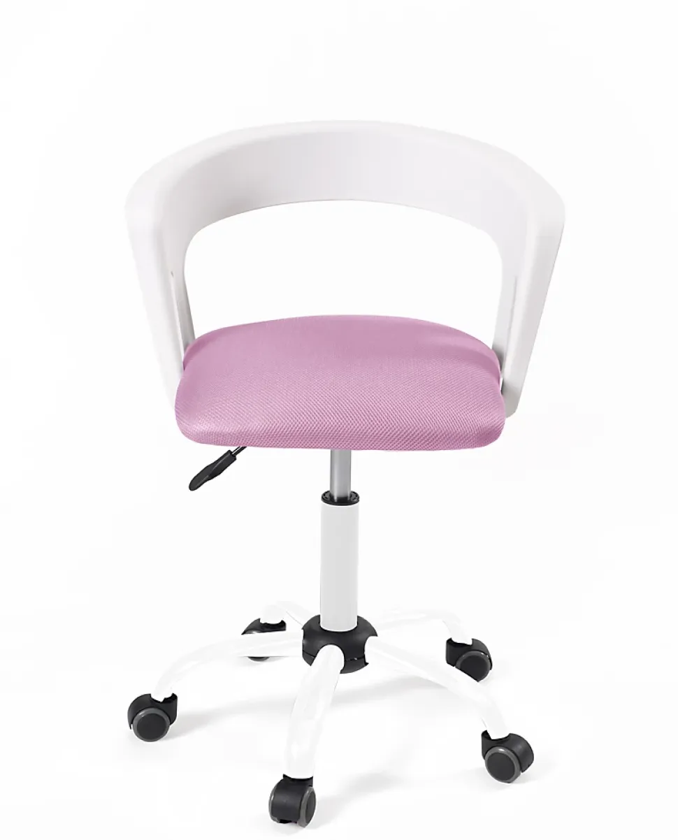 Chaise Bureau Roulettes Accoudoirs Assise Rembourée Hauteur Réglable Pivotant AYA (blanc Rose)