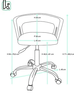 Chaise Bureau Roulettes Accoudoirs Assise Rembourée Hauteur Réglable Pivotant AYA (blanc Rose)