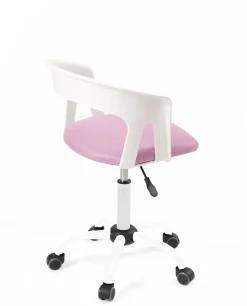 Chaise Bureau Roulettes Accoudoirs Assise Rembourée Hauteur Réglable Pivotant AYA (blanc Rose)