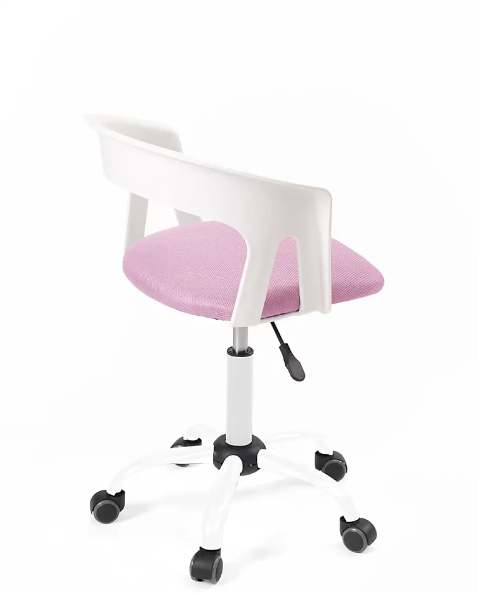 Chaise Bureau Roulettes Accoudoirs Assise Rembourée Hauteur Réglable Pivotant AYA (blanc Rose)