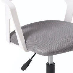 Chaise Bureau Roulettes Accoudoirs Assise Rembourée Hauteur Réglable Pivotant AYA (blanc-gris)