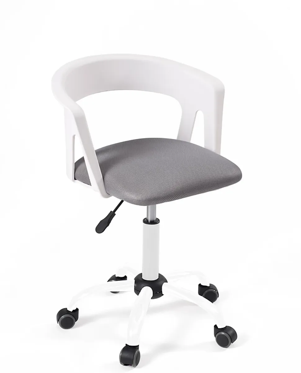 Chaise Bureau Roulettes Accoudoirs Assise Rembourée Hauteur Réglable Pivotant AYA (blanc-gris)