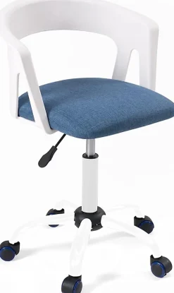 Chaise Bureau Roulettes Accoudoirs Assise Rembourée Hauteur Réglable Pivotant AYA (blanc-bleu)