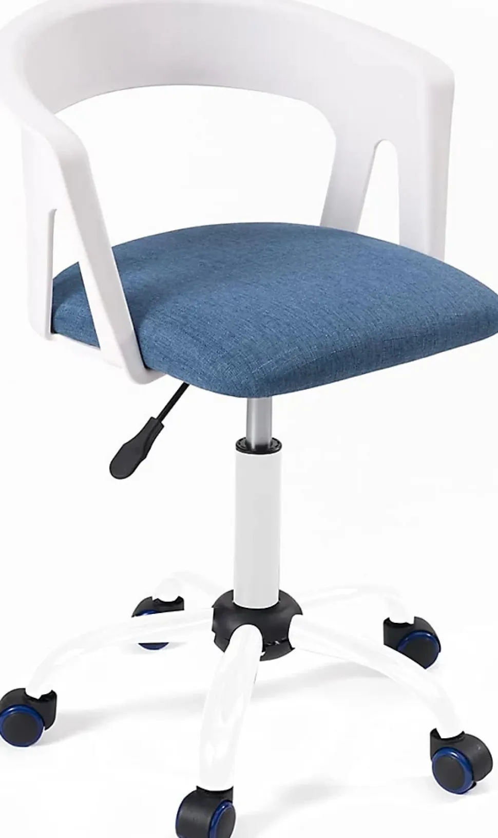 Chaise Bureau Roulettes Accoudoirs Assise Rembourée Hauteur Réglable Pivotant AYA (blanc-bleu)