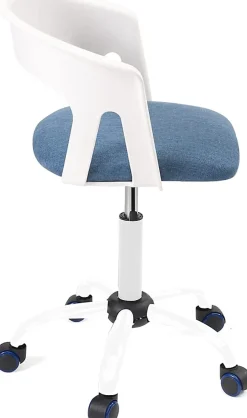 Chaise Bureau Roulettes Accoudoirs Assise Rembourée Hauteur Réglable Pivotant AYA (blanc-bleu)