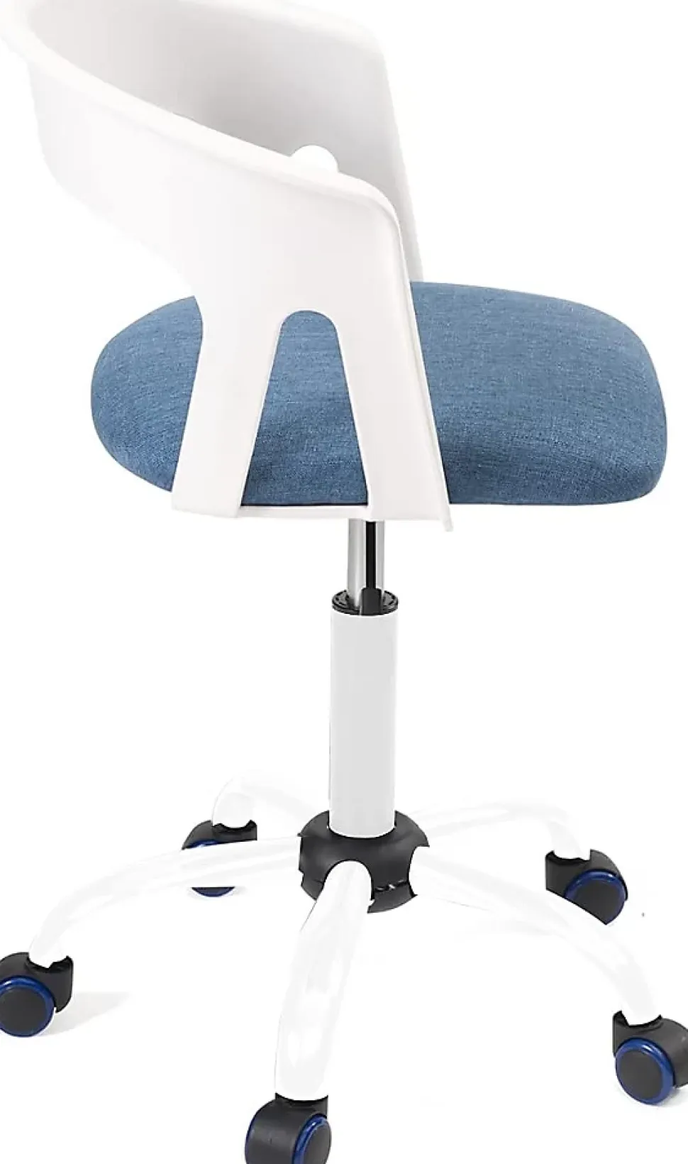 Chaise Bureau Roulettes Accoudoirs Assise Rembourée Hauteur Réglable Pivotant AYA (blanc-bleu)