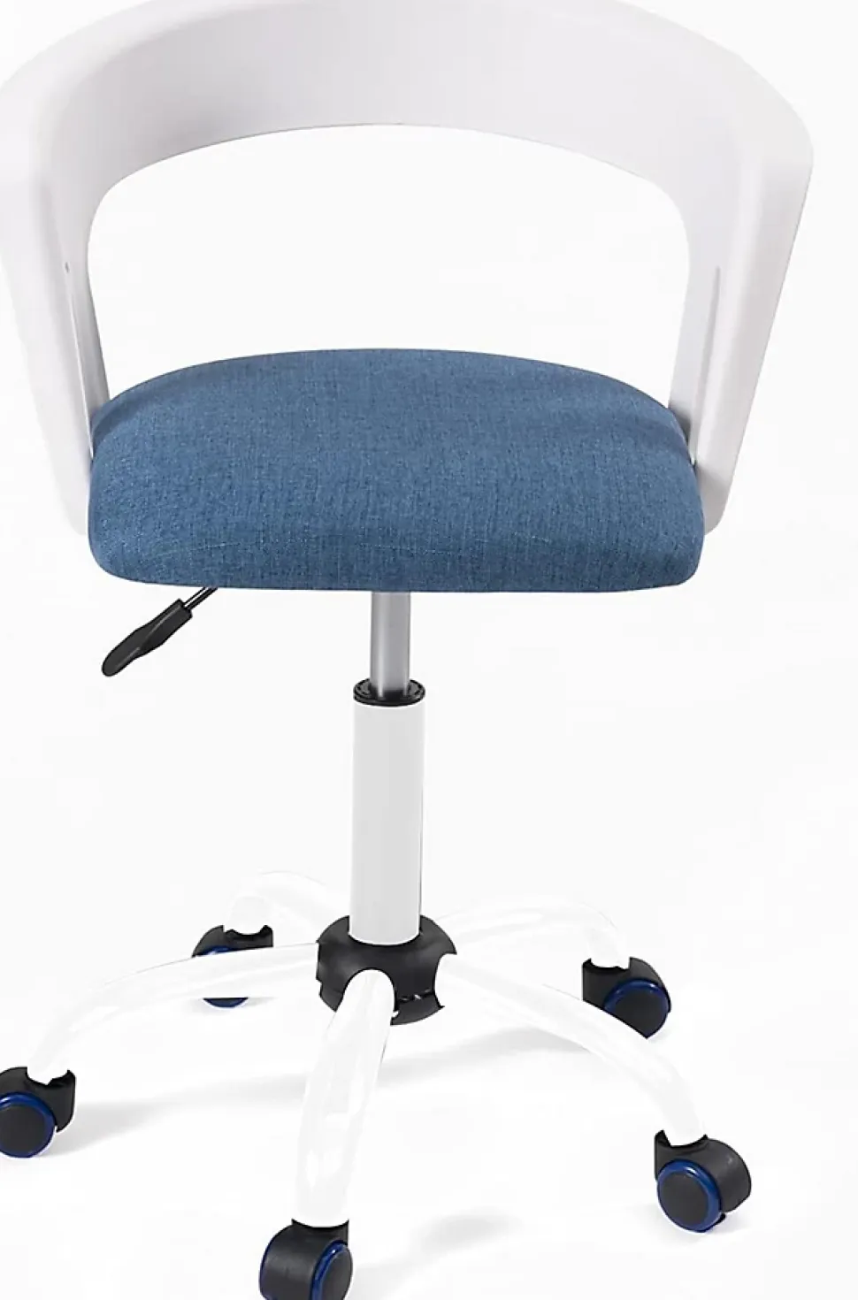 Chaise Bureau Roulettes Accoudoirs Assise Rembourée Hauteur Réglable Pivotant AYA (blanc-bleu)