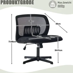 Chaise Bureau Sans Accoudoirs, Pivotante , Réglable