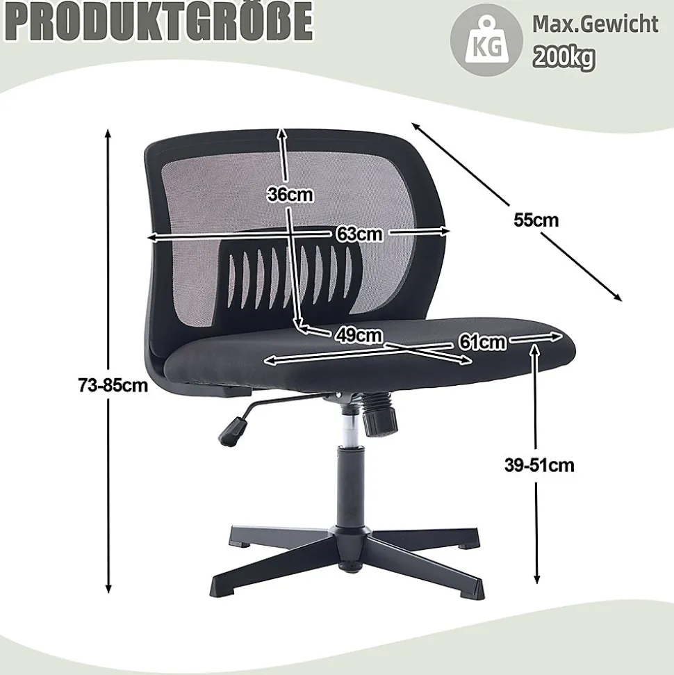 Chaise Bureau Sans Accoudoirs, Pivotante , Réglable