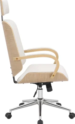 Chaise Dayton similicuir, appui-tête, pivotante 360 , réglable hauteur Nature/Blanc