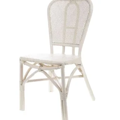 Chaise de bistrot blanche en rotin