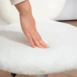 Chaise de Bureau - Chaise Pivotante avec Oreilles de Lapin, Réglable en Hauteur pour Chambre, design Velours, Blanc, 52x45x90 cm