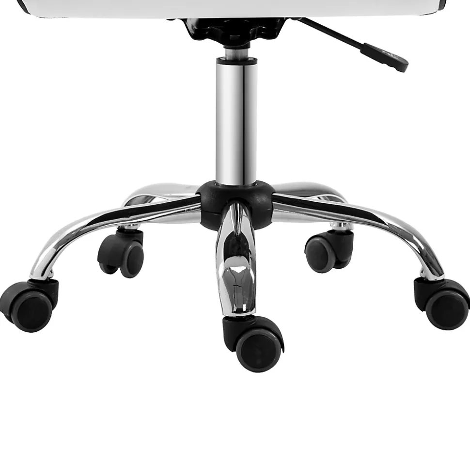 Chaise de Bureau - Chaise de Bureau Sans Accoudoirs Réglable en Hauteur, Ergonomique et Confortable, Cuir Synthétique, Blanc